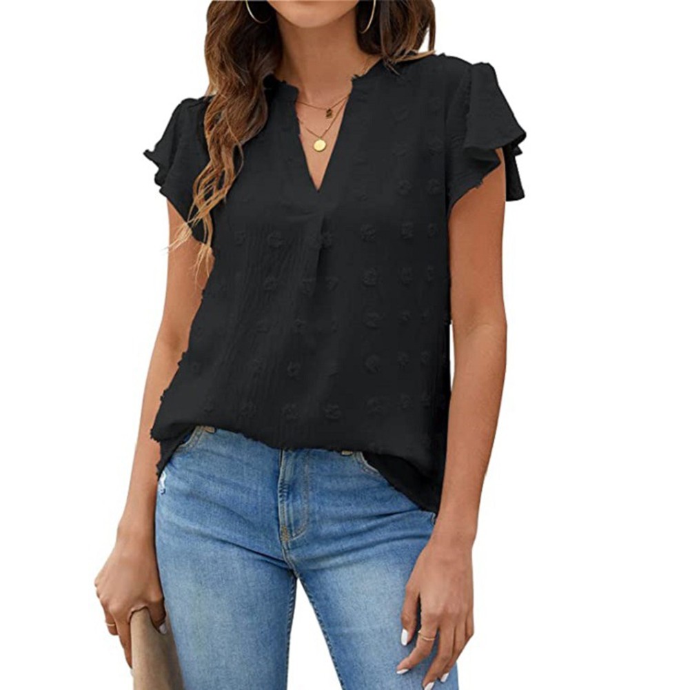 Casual Pleated Chiffon Shirt with Ruffled Sleeves for Women Fashion Wear - Picture 35 of 91