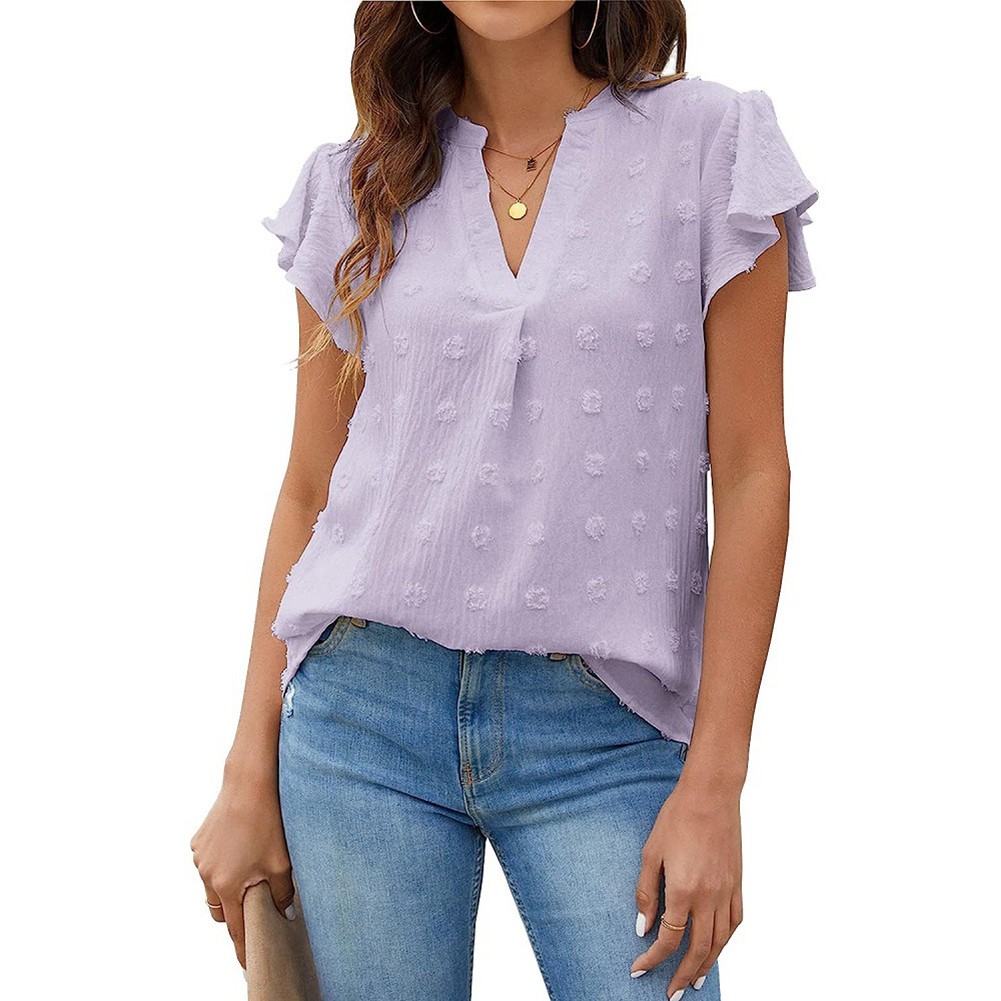 Casual Pleated Chiffon Shirt with Ruffled Sleeves for Women Fashion Wear - Picture 84 of 91