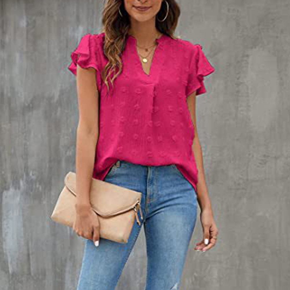 Casual Pleated Chiffon Shirt with Ruffled Sleeves for Women Fashion Wear - Picture 59 of 91
