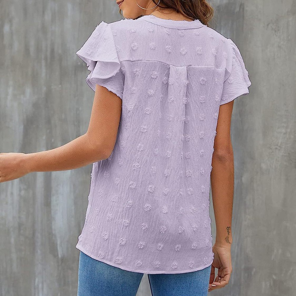Casual Pleated Chiffon Shirt with Ruffled Sleeves for Women Fashion Wear - Picture 85 of 91