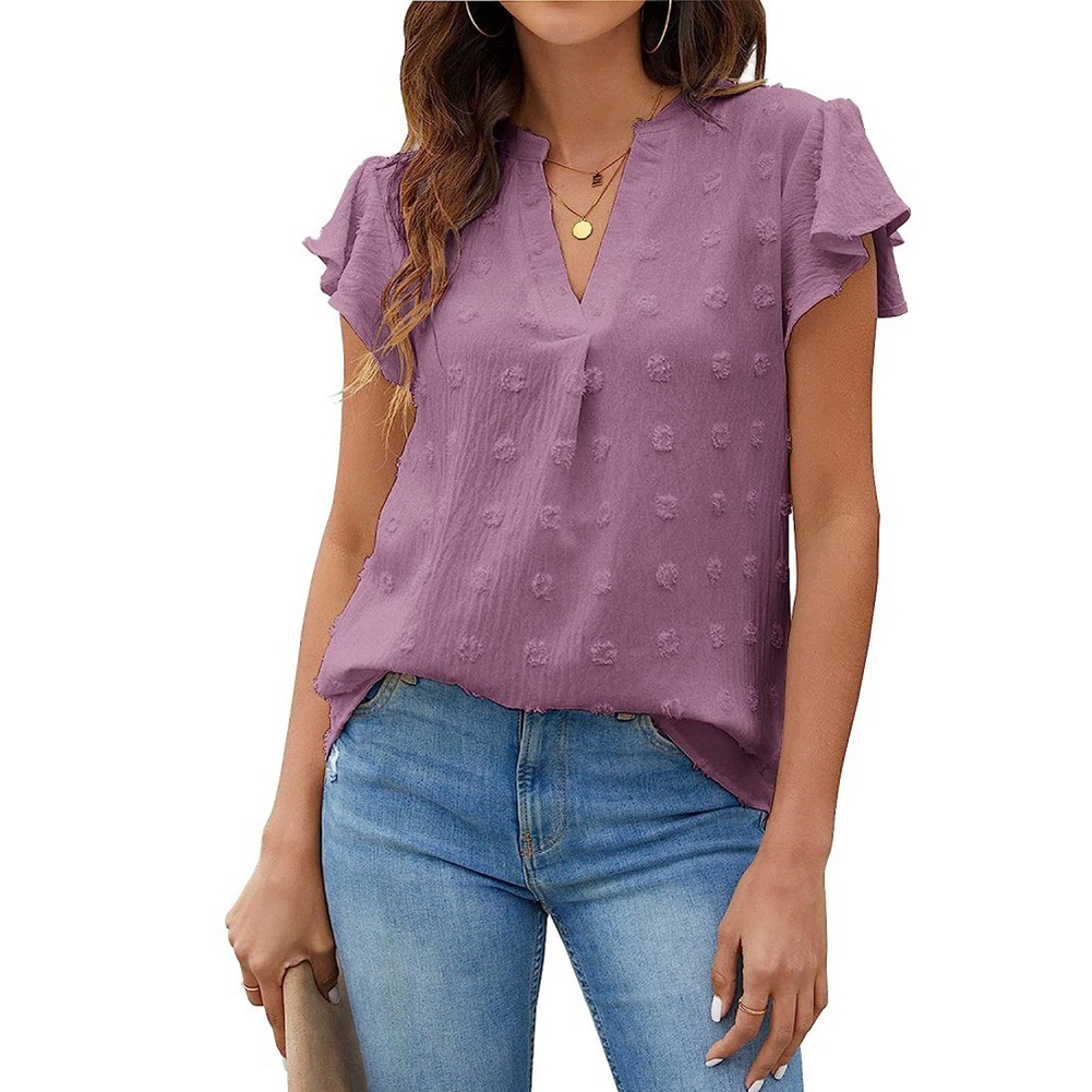 Casual Pleated Chiffon Shirt with Ruffled Sleeves for Women Fashion Wear - Picture 73 of 91