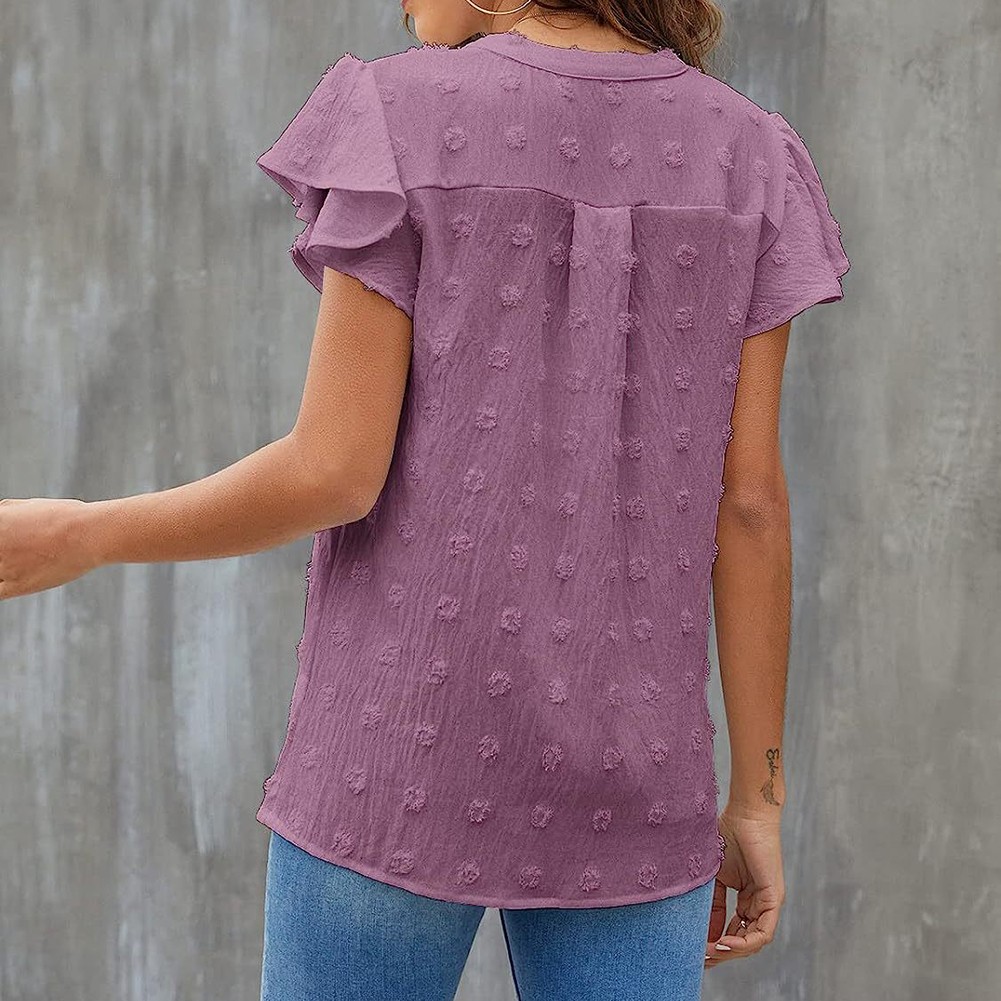 Casual Pleated Chiffon Shirt with Ruffled Sleeves for Women Fashion Wear - Picture 76 of 91