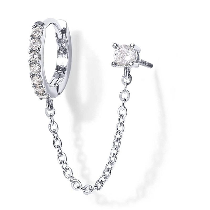 Schicker einzelner Ohrring mit Kette Design Kupfer Ohrclip für den Alltag - Bild 5 von 6