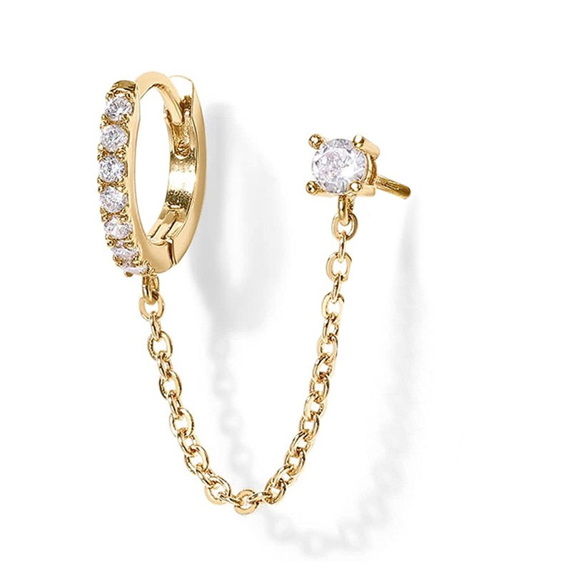 Schicker einzelner Ohrring mit Kette Design Kupfer Ohrclip für den Alltag - Bild 6 von 6