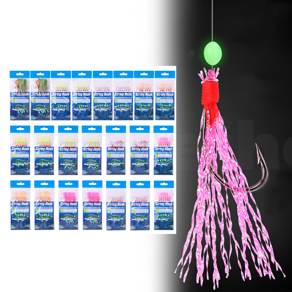 Angelausr��stung 22 Packungen Schnurhaken mit Fischhaut Feder Rigs f��r Angler - Bild 1 von 12
