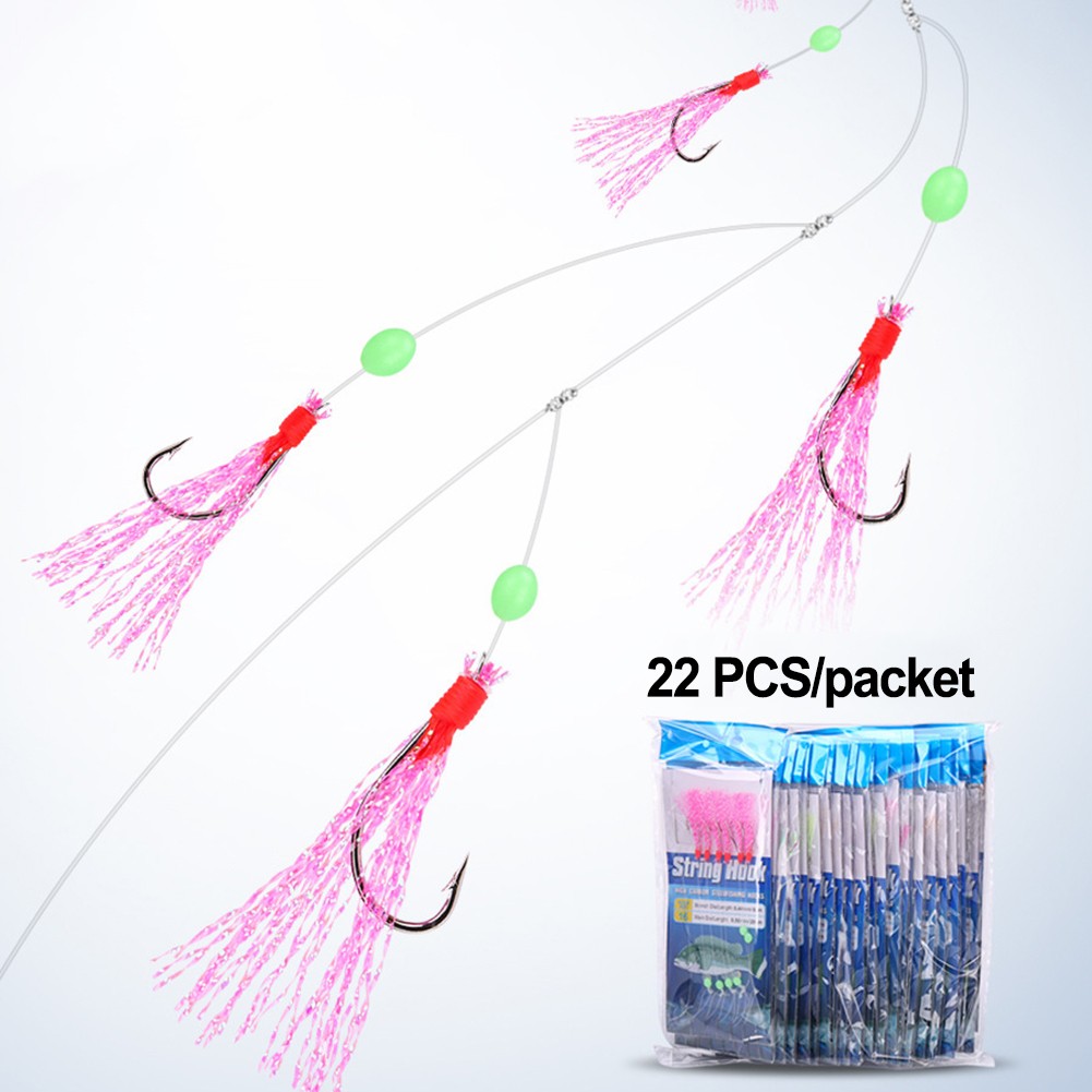 Angelausr��stung 22 Packungen Schnurhaken mit Fischhaut Feder Rigs f��r Angler - Bild 6 von 12