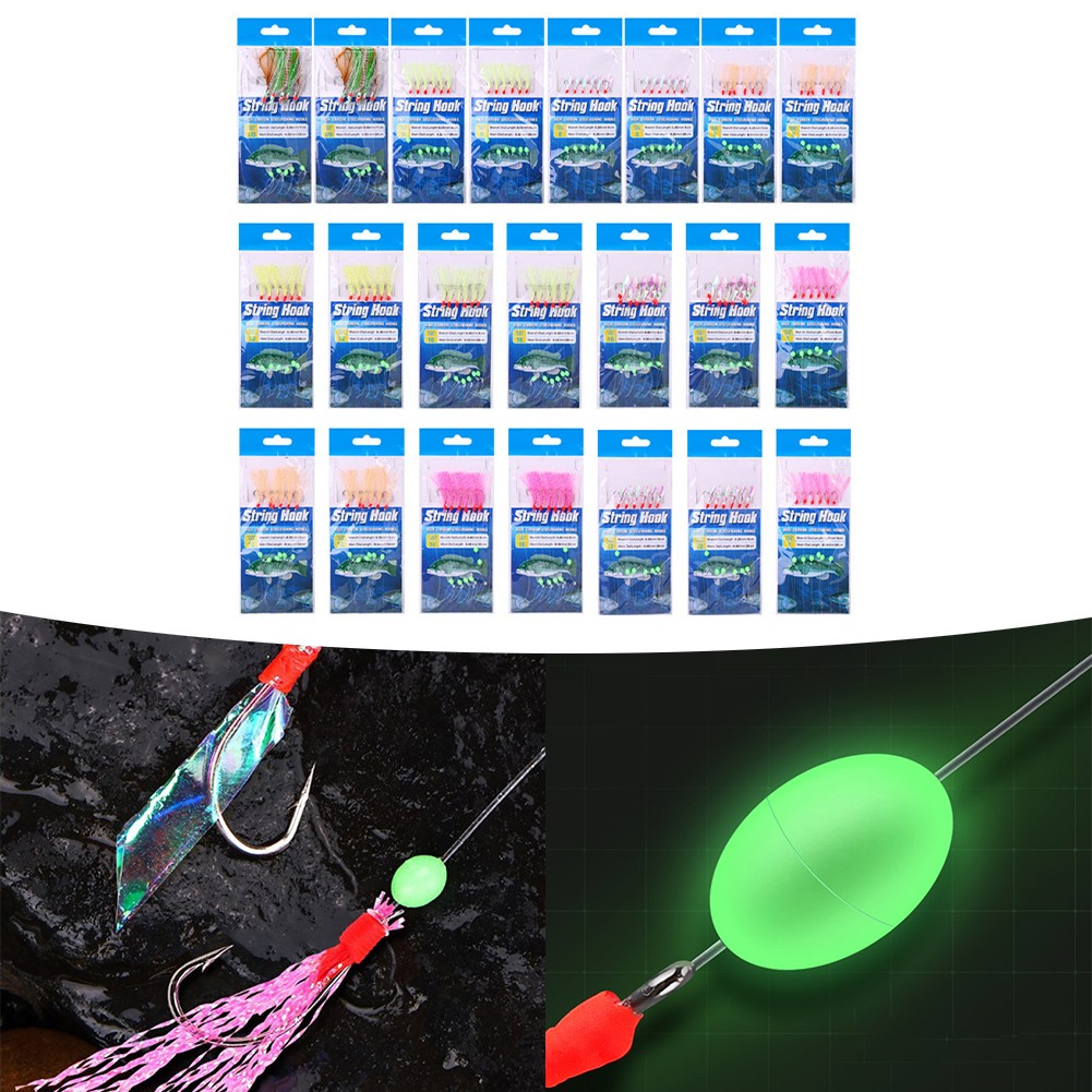 Angelausr��stung 22 Packungen Schnurhaken mit Fischhaut Feder Rigs f��r Angler - Bild 3 von 12