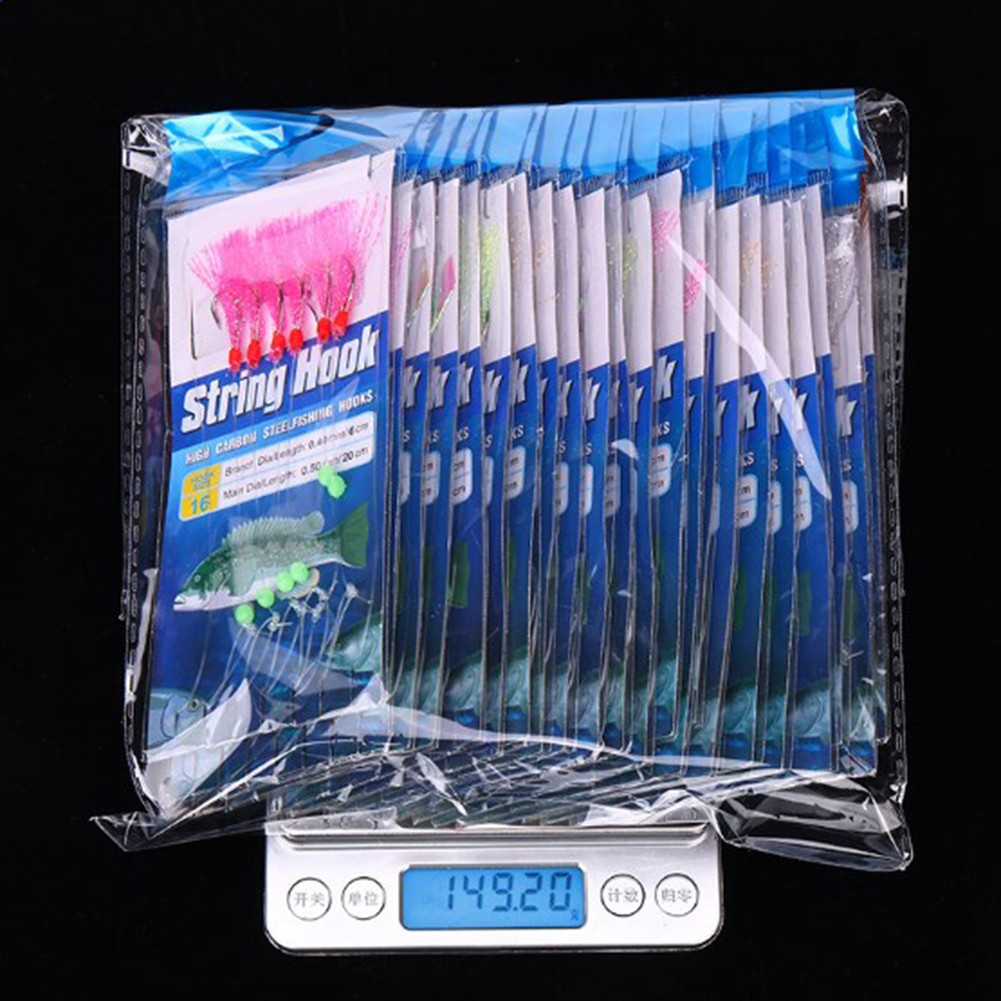 Angelausr��stung 22 Packungen Schnurhaken mit Fischhaut Feder Rigs f��r Angler - Bild 5 von 12