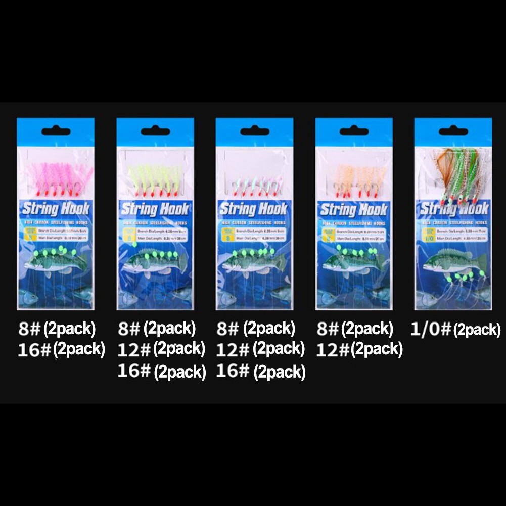 Angelausr��stung 22 Packungen Schnurhaken mit Fischhaut Feder Rigs f��r Angler - Bild 2 von 12