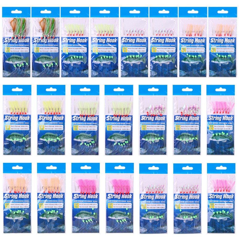 Angelausr��stung 22 Packungen Schnurhaken mit Fischhaut Feder Rigs f��r Angler - Bild 11 von 12