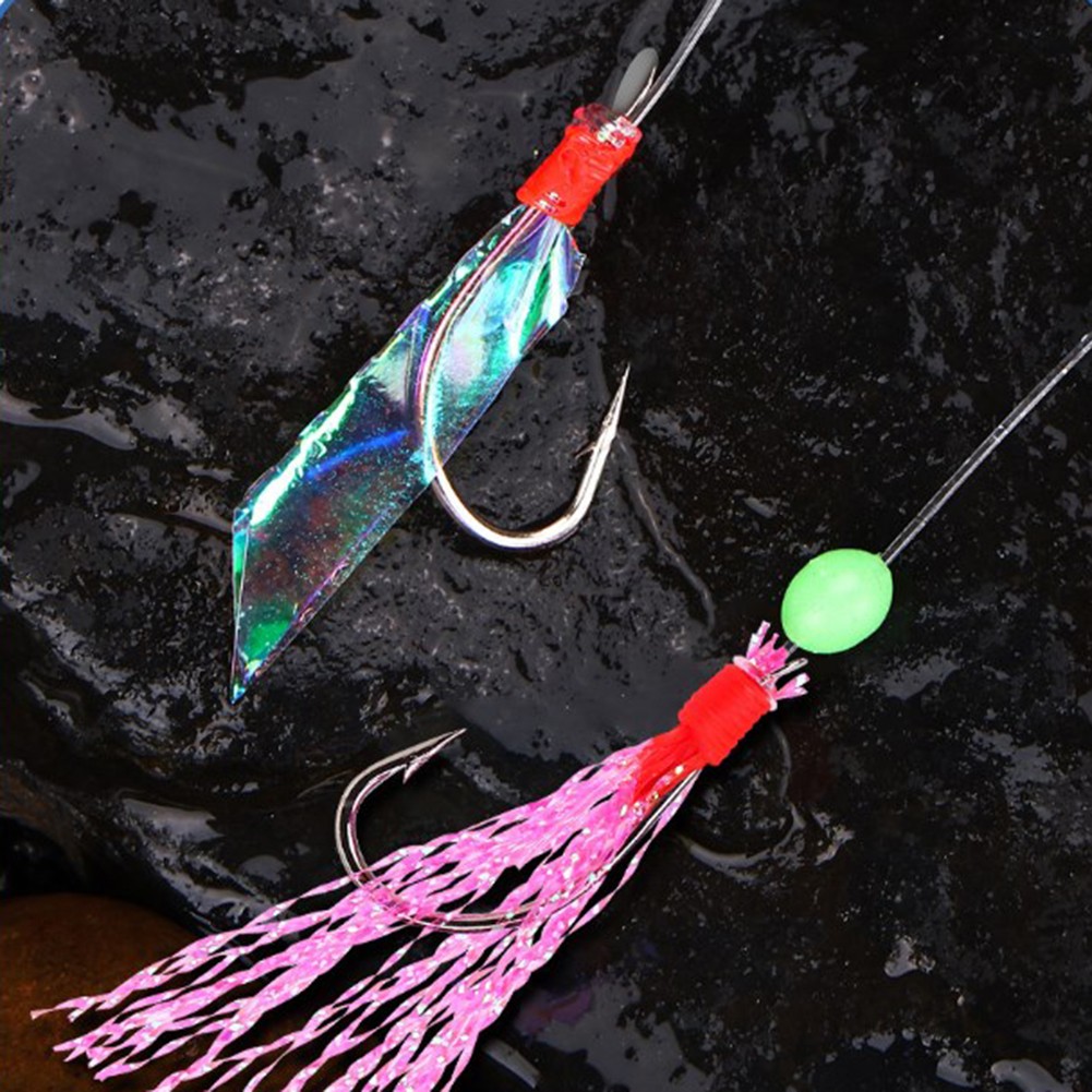 Angelausr��stung 22 Packungen Schnurhaken mit Fischhaut Feder Rigs f��r Angler - Bild 7 von 12