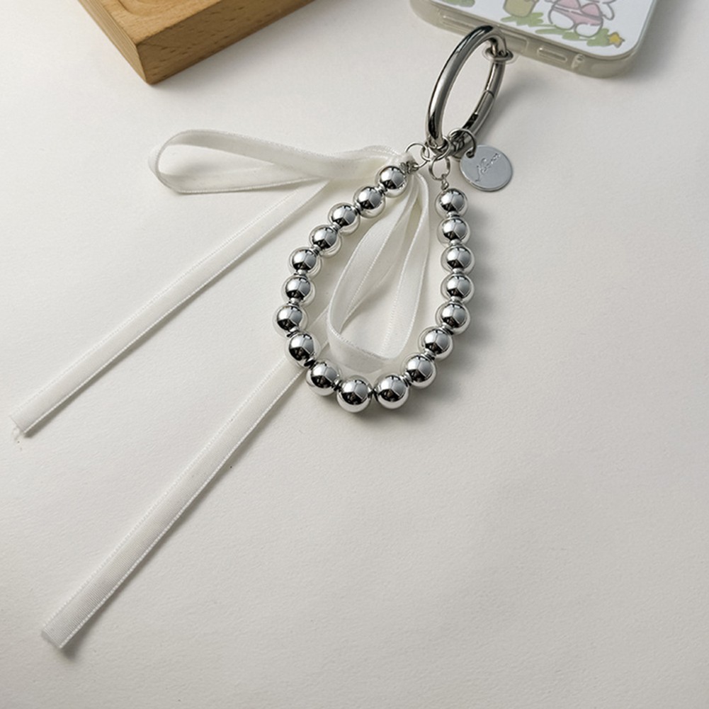 The Bow Keychain with Silver Beaded Ribbon for Stylish Bags and Accessories - Picture 14 of 14