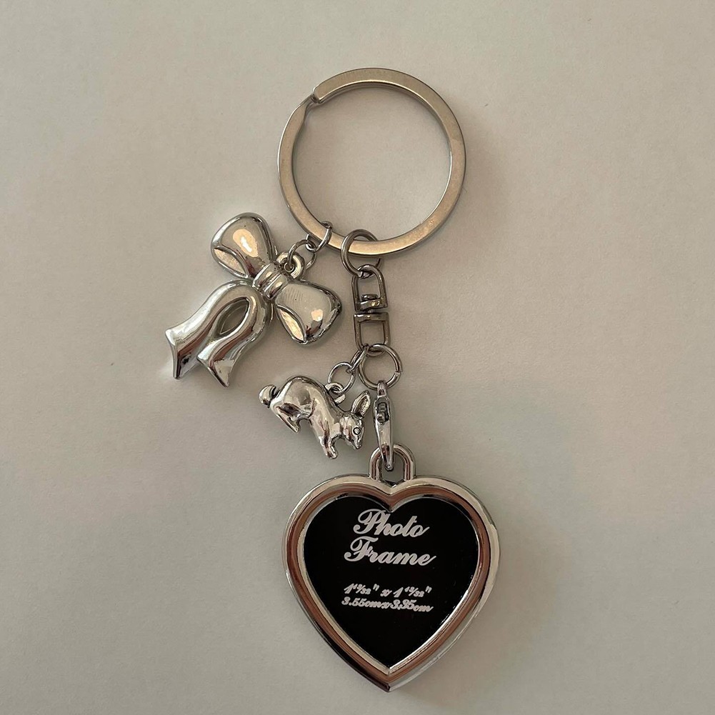 Whimsical Heart Shaped Keychain with Bow Stylish Accessory for Keys and Bags - Picture 8 of 8