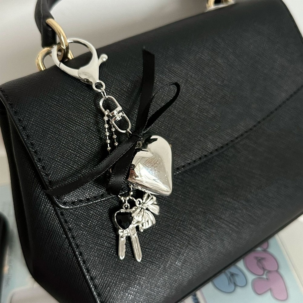 Whimsical Heart Shaped Keychain with Bow Stylish Accessory for Keys and Bags - Picture 6 of 8
