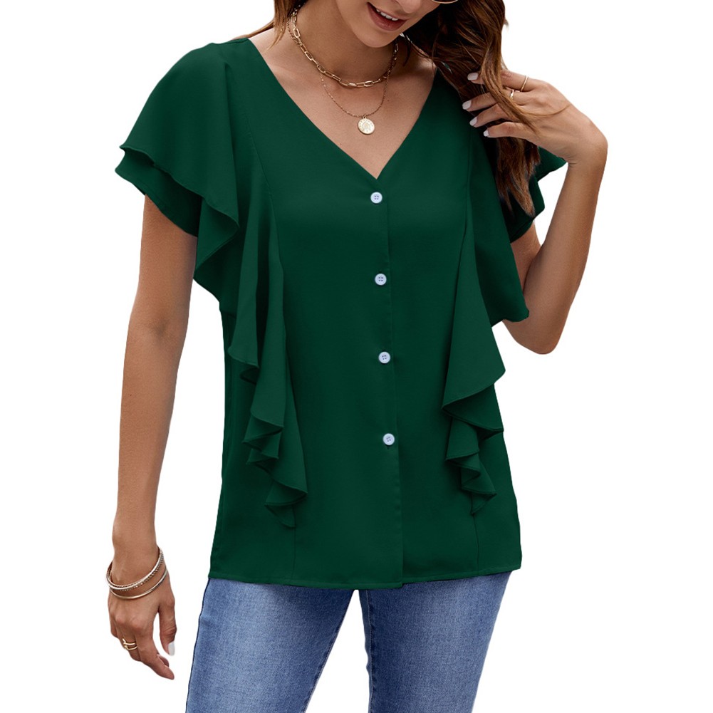Lotus Leaf Sleeve Shirt for Women Great for Casual Outings and Shopping - Picture 13 of 22