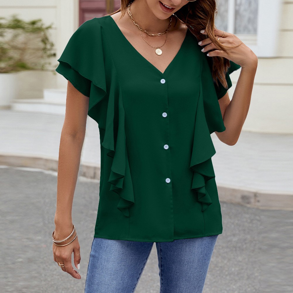 Lotus Leaf Sleeve Shirt for Women Great for Casual Outings and Shopping - Picture 14 of 22