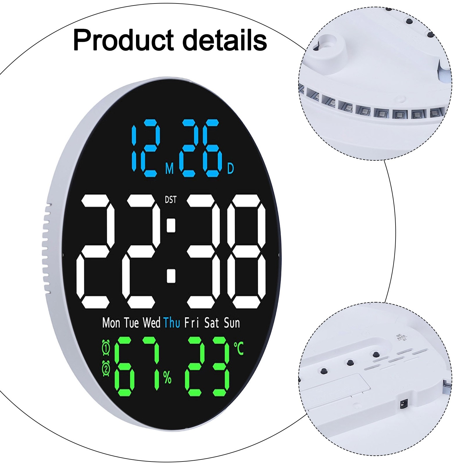 Remote Controlled LED Clock for For home with Temperature and Date Display
