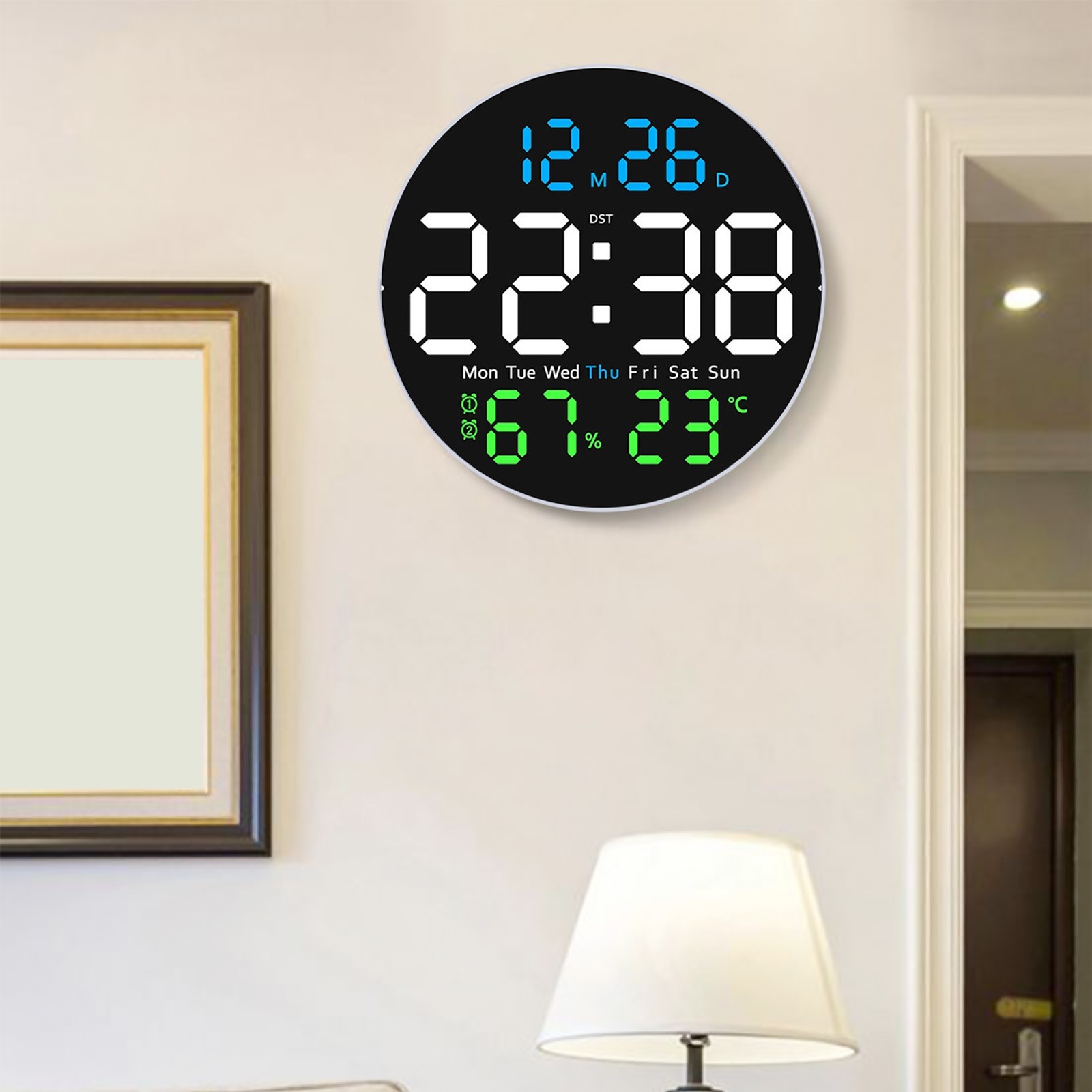Remote Controlled LED Clock for For home with Temperature and Date Display