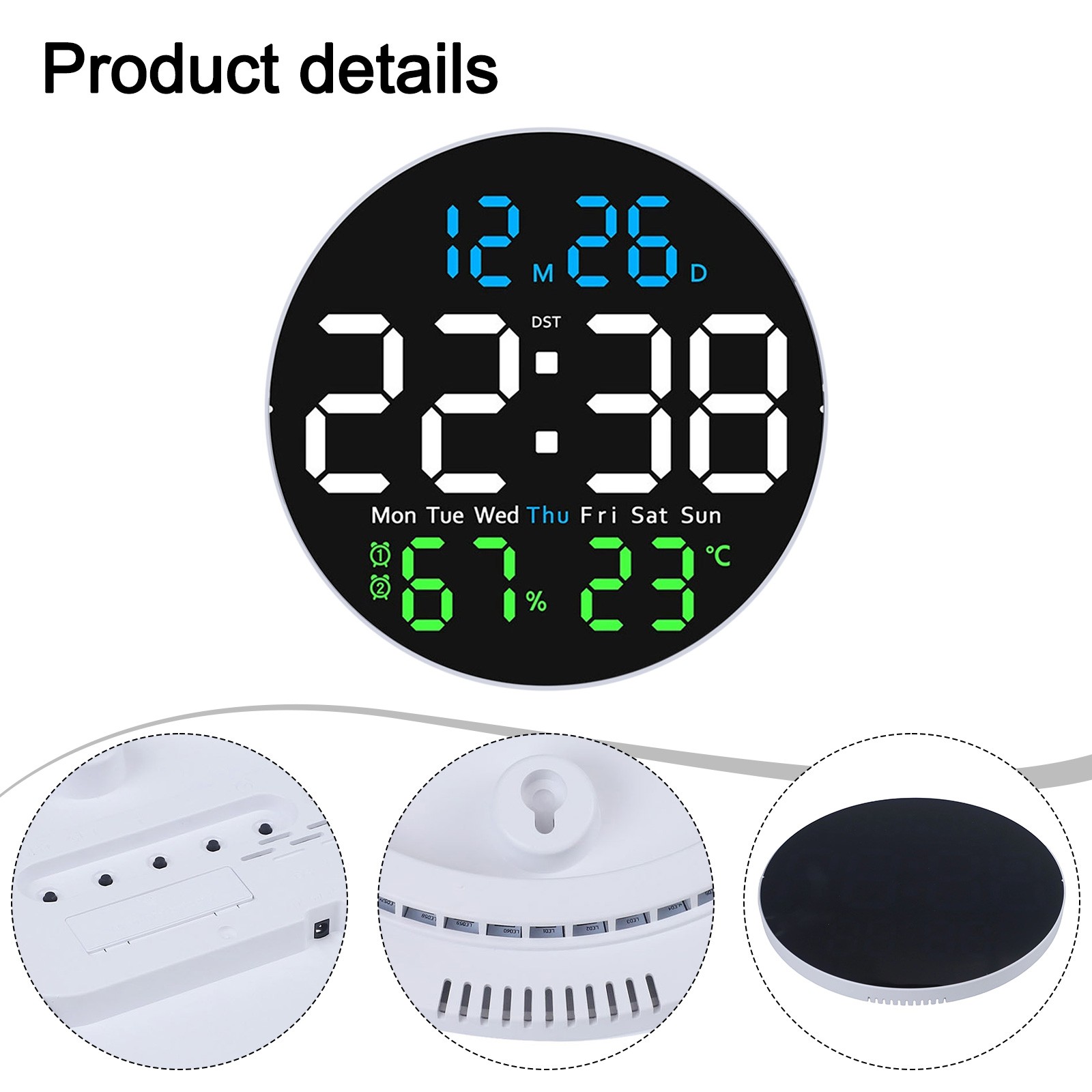 User Friendly LED Wall Clock with Integrated Calendar and Temp Functionality