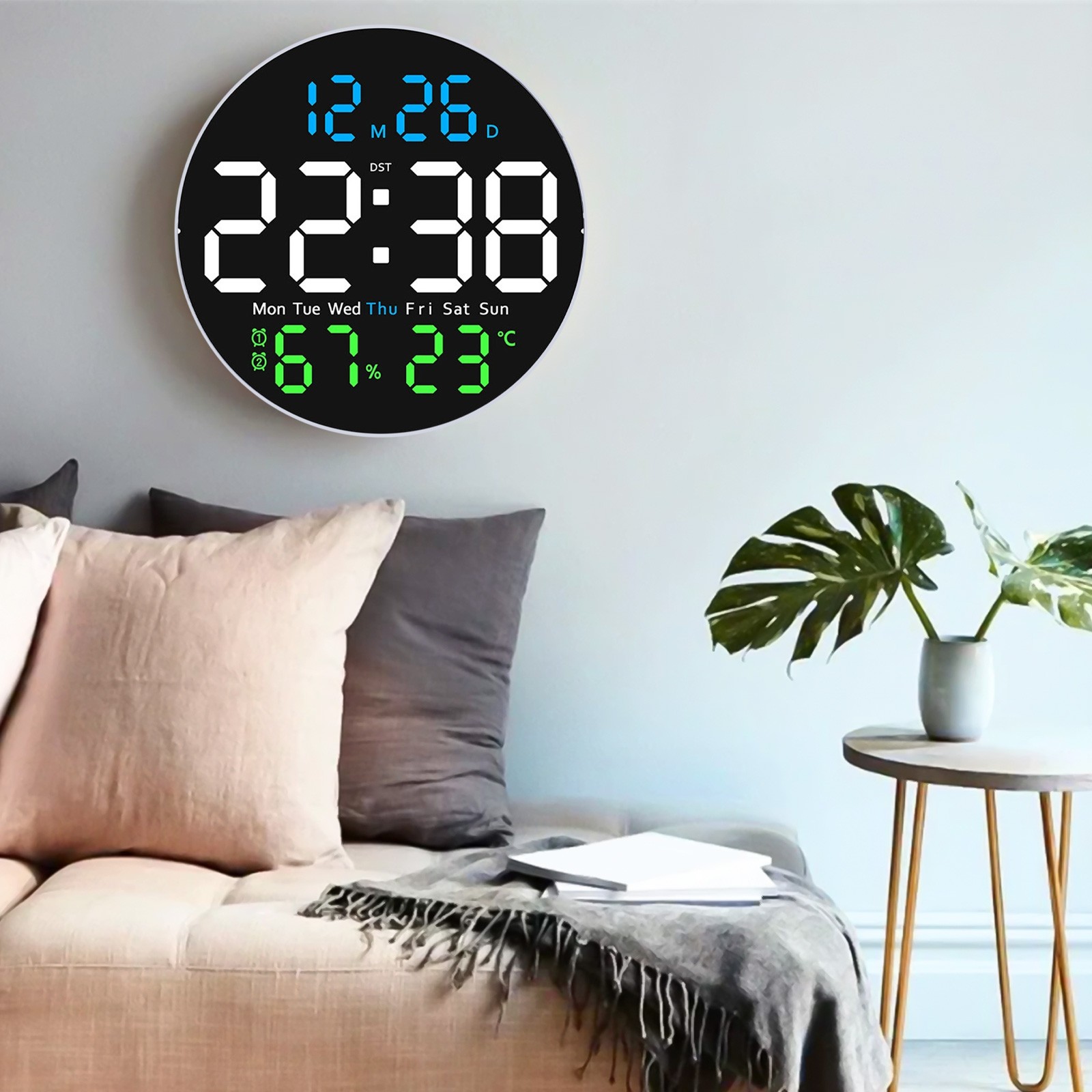 Remote Controlled LED Clock for For home with Temperature and Date Display