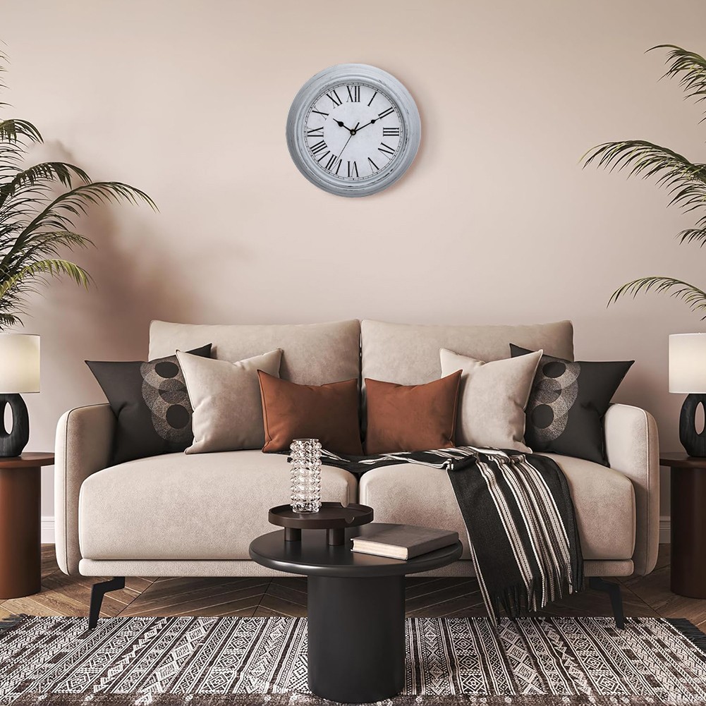 Chic 12 Inch Wall Clock with Vintage Design and Silent Operation for Decor