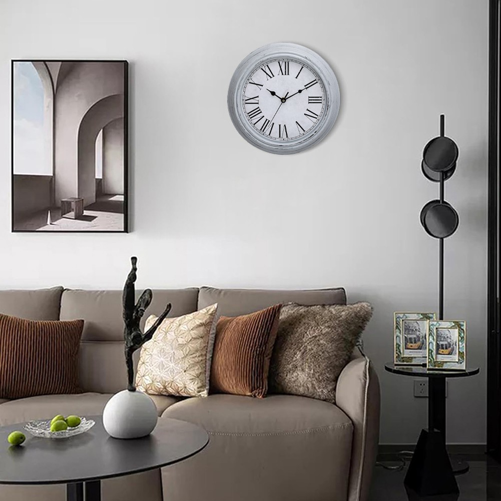 Chic 12 Inch Wall Clock with Vintage Design and Silent Operation for Decor