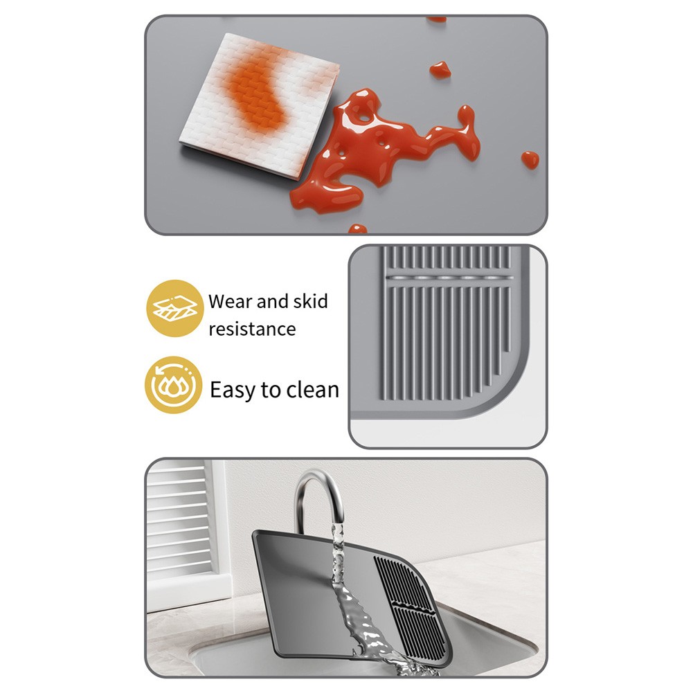 2 Silikon Abtropfmatten - Auslaufsicherer Schutz Für Küchenarbeitsplatten