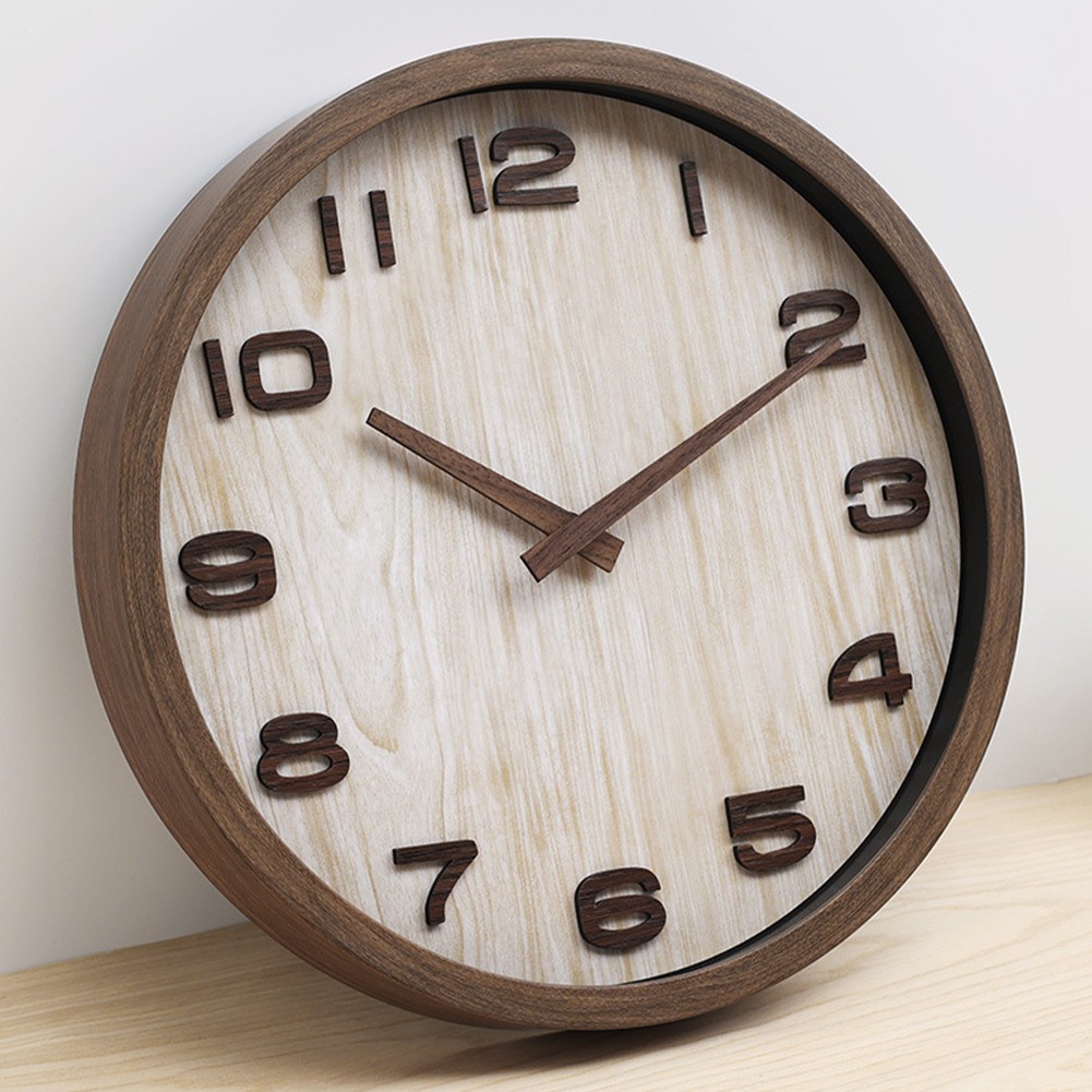 12 Inch Wall Clock for Home Office with Silent Operation and 3D Design