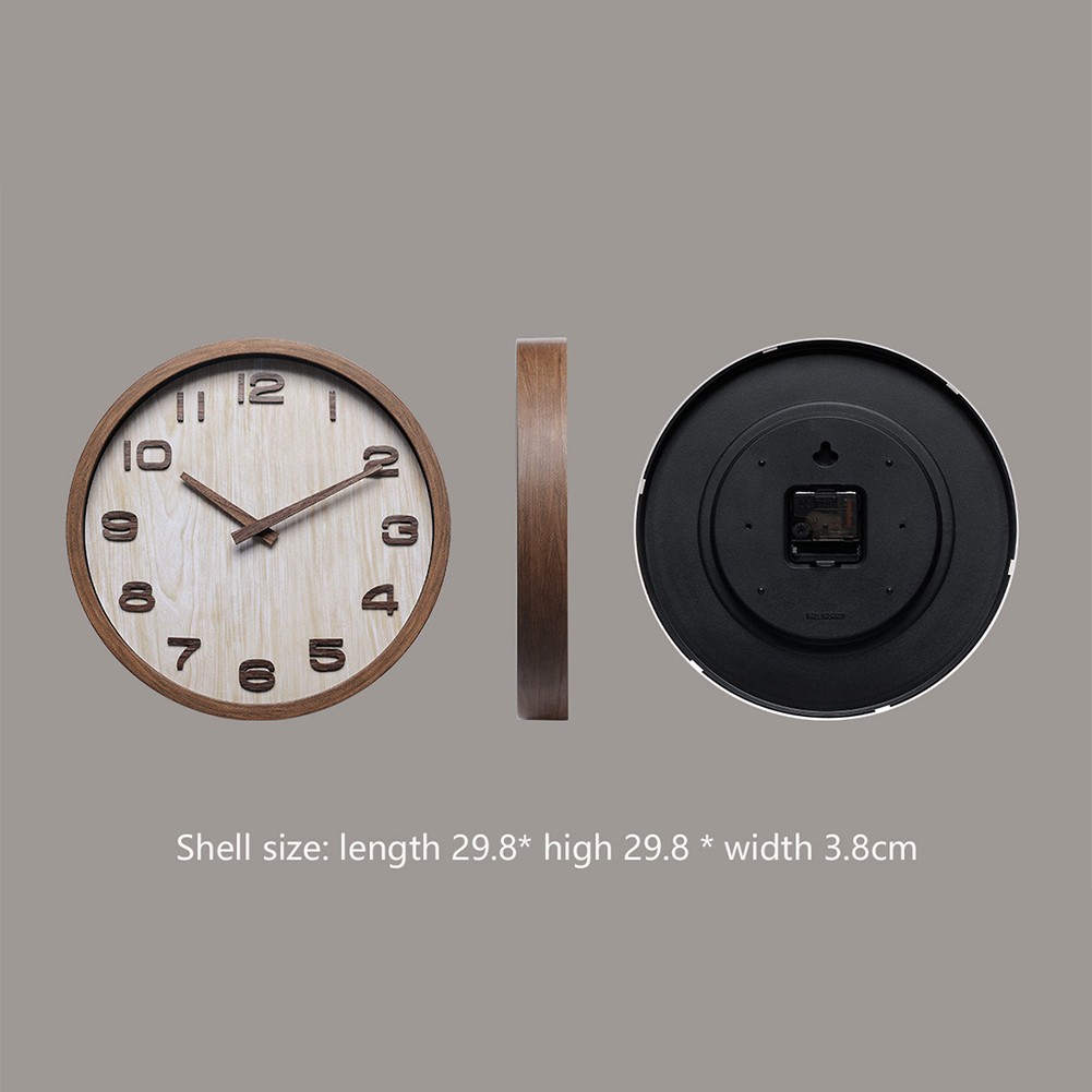12 Inch Wall Clock for Home Office with Silent Operation and 3D Design
