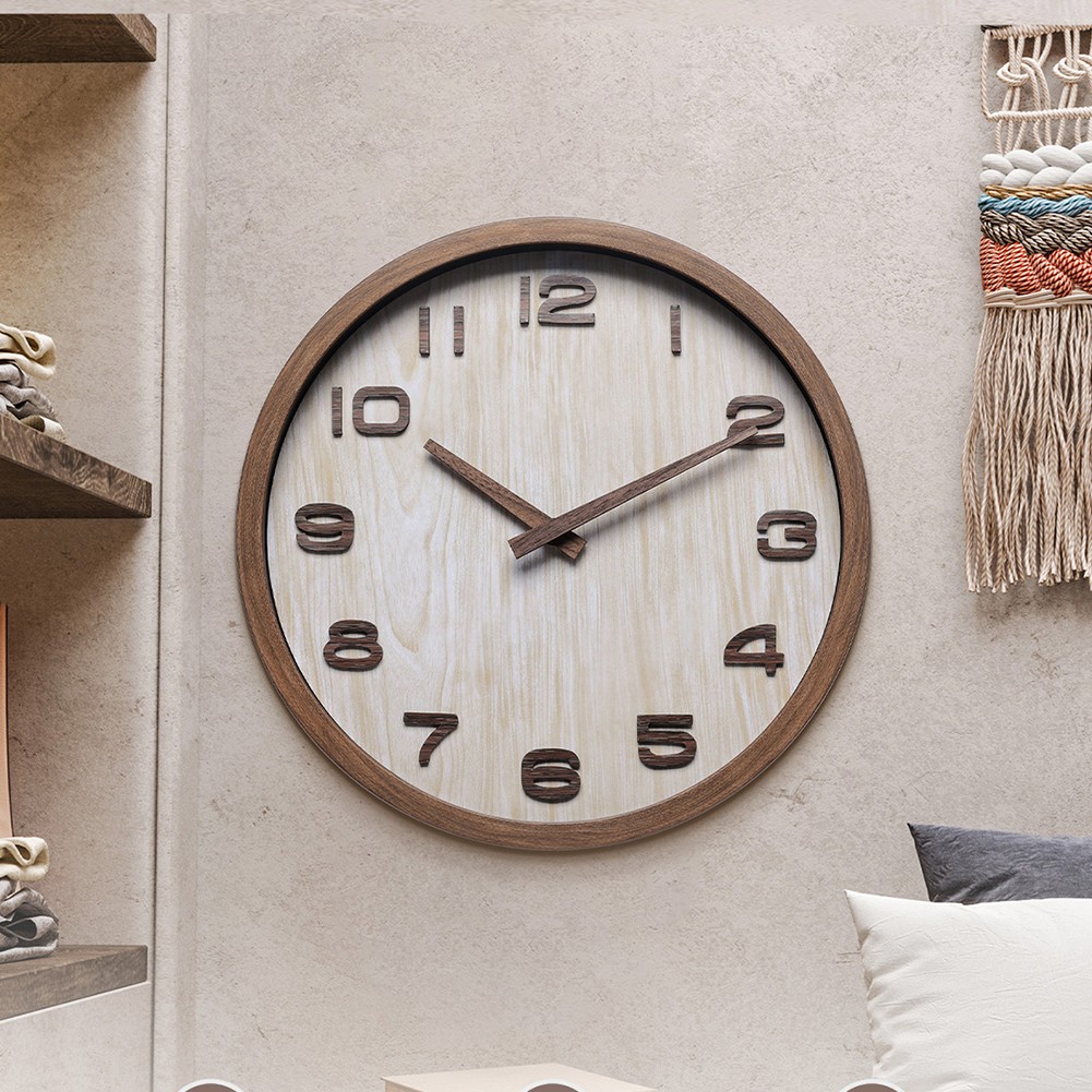 12 Inch Wall Clock for Home Office with Silent Operation and 3D Design