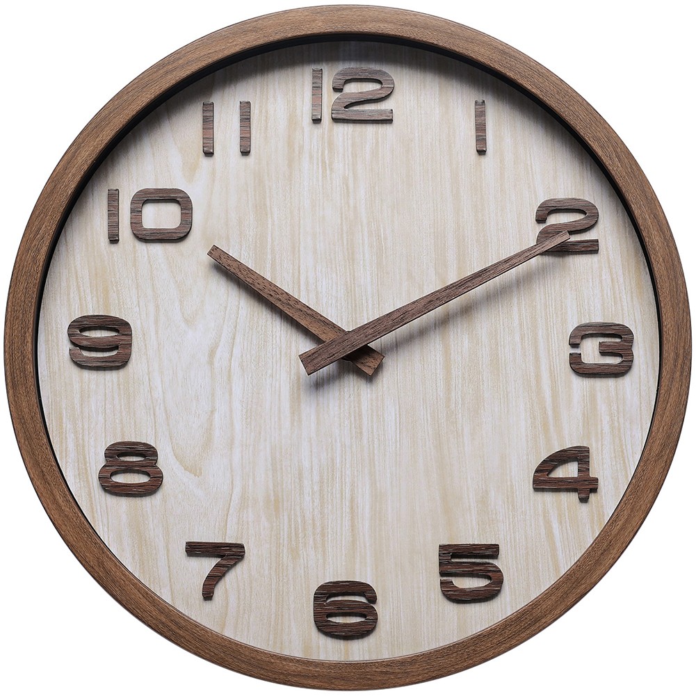 12 Inch Wall Clock for Home Office with Silent Operation and 3D Design