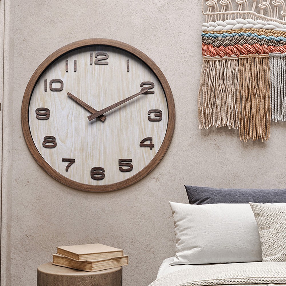 12 Inch Wall Clock for Home Office with Silent Operation and 3D Design