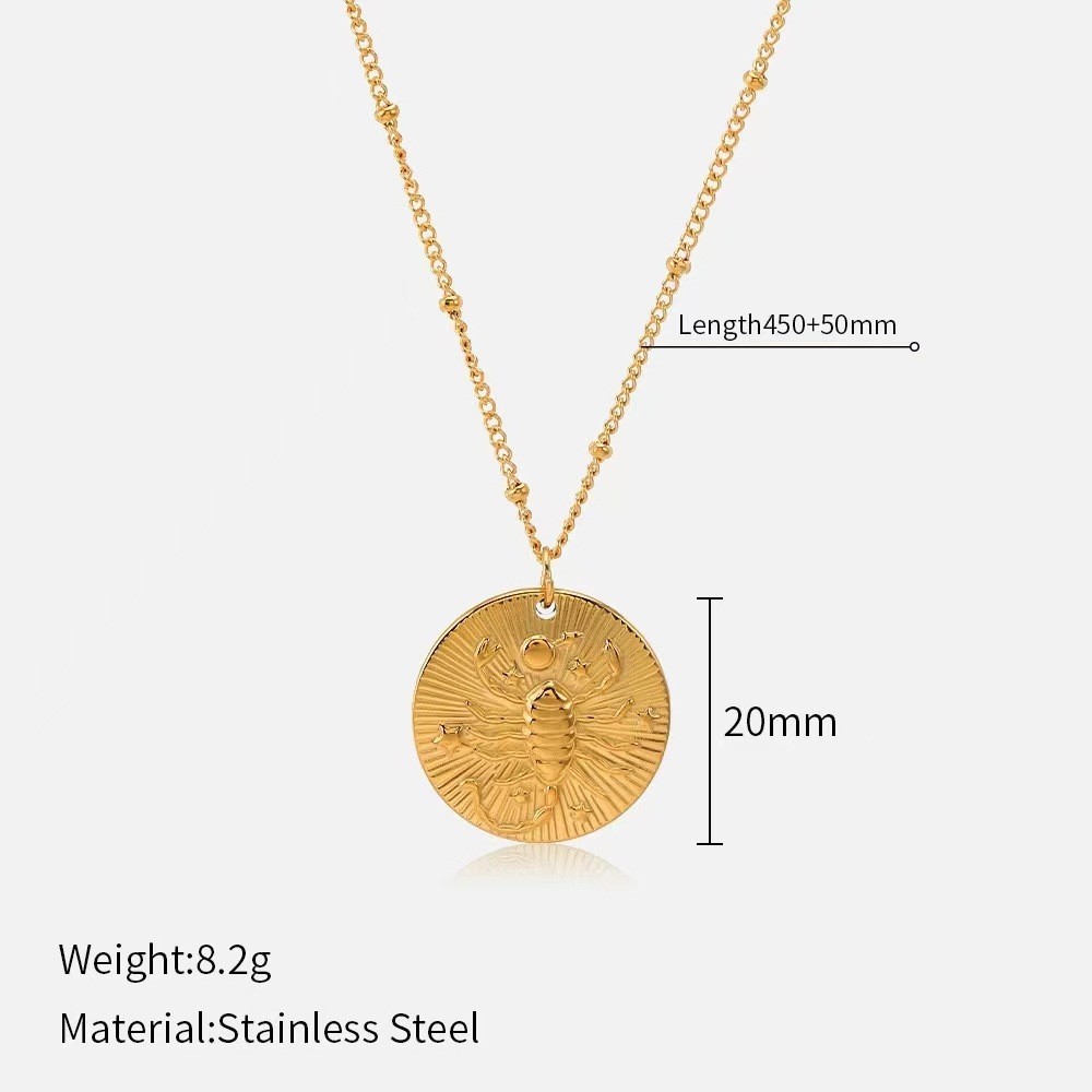Chic Twelve Constellations Coin Necklace for Fashion forward Individuals - Picture 20 of 24