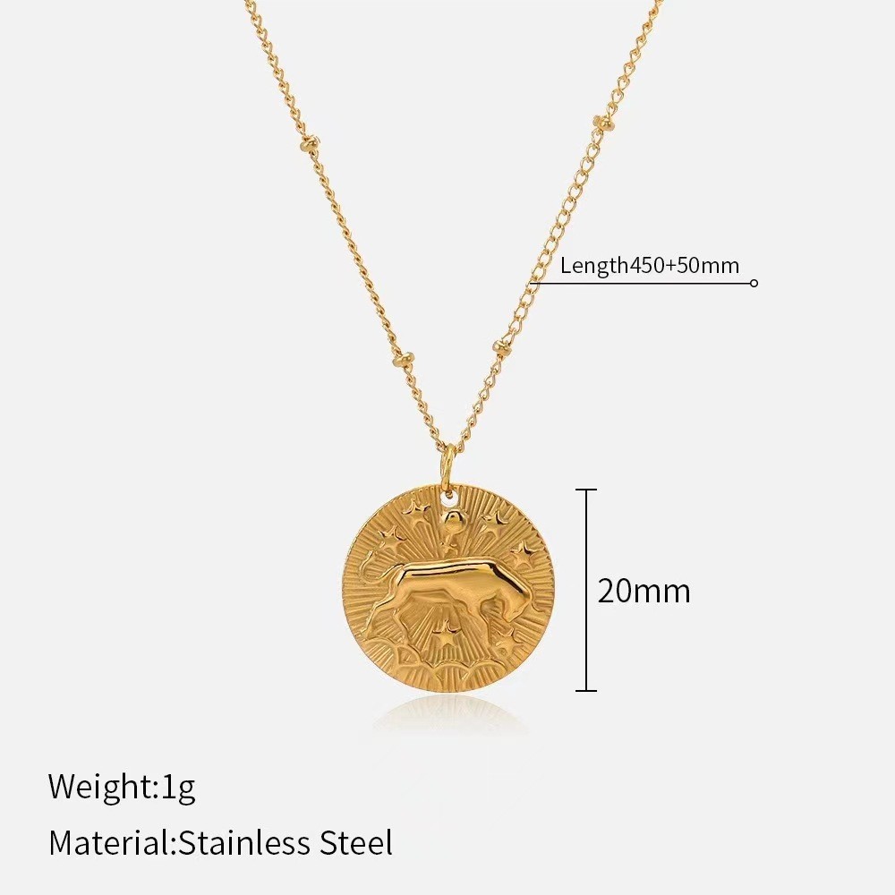 Chic Twelve Constellations Coin Necklace for Fashion forward Individuals - Picture 19 of 24