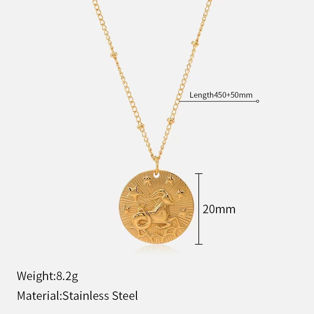 Chic Twelve Constellations Coin Necklace for Fashion forward Individuals - Picture 23 of 24