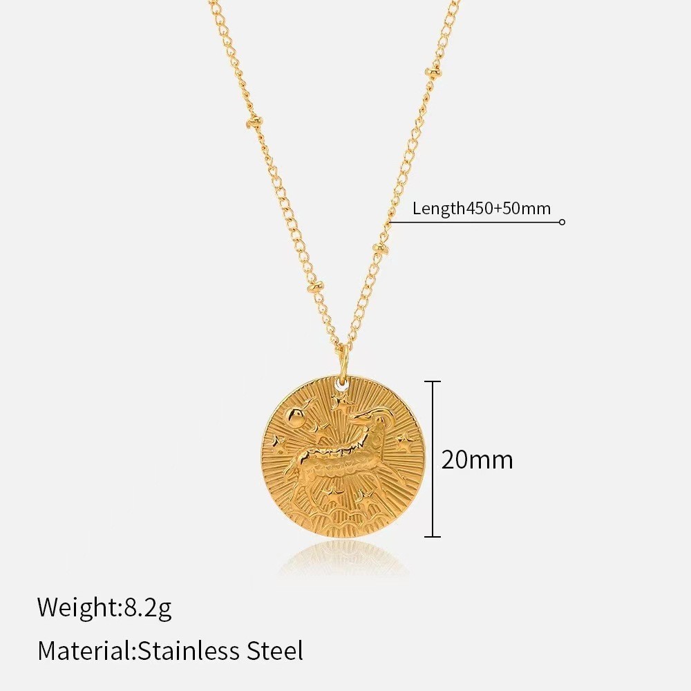 Chic Twelve Constellations Coin Necklace for Fashion forward Individuals - Picture 16 of 24