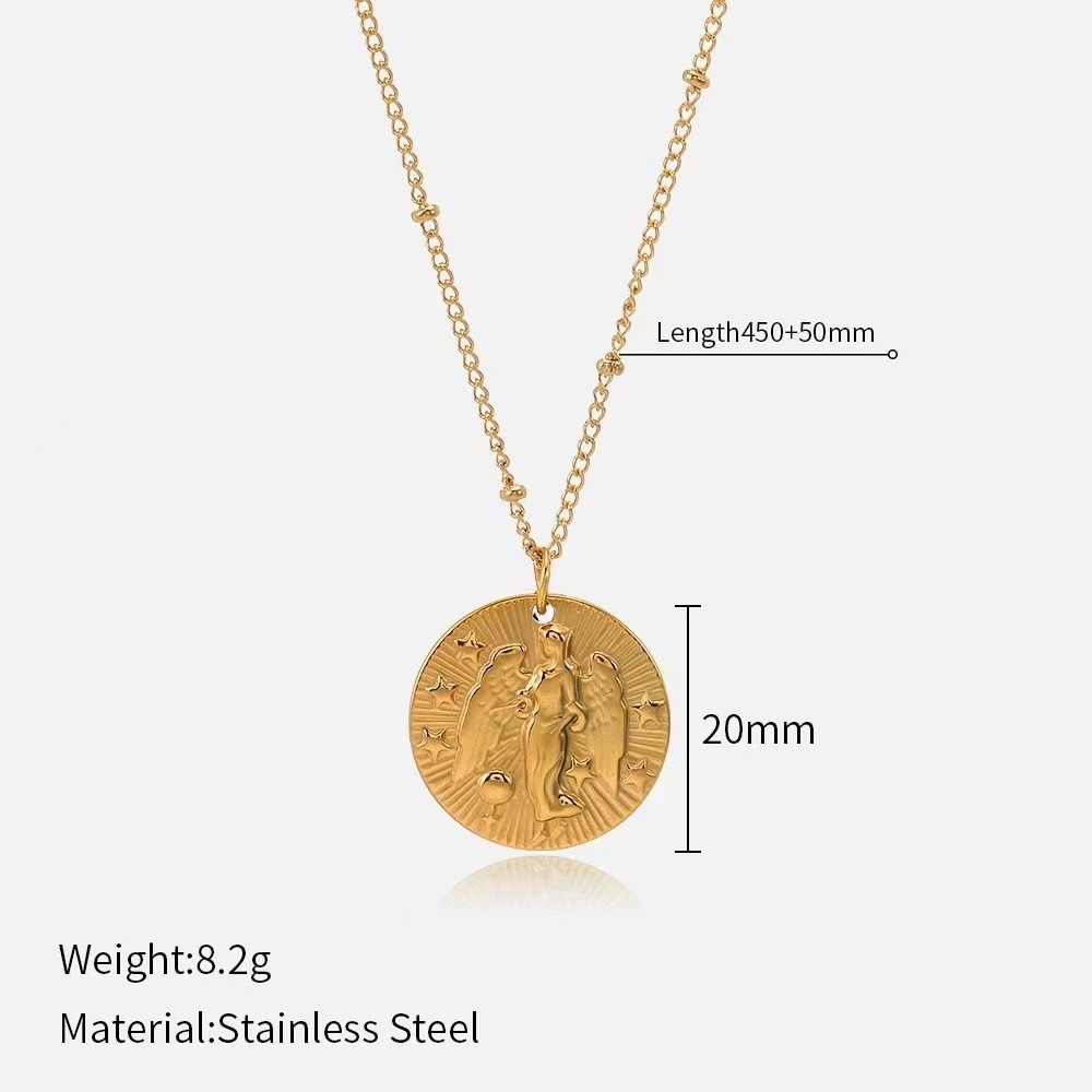 Chic Twelve Constellations Coin Necklace for Fashion forward Individuals - Picture 14 of 24