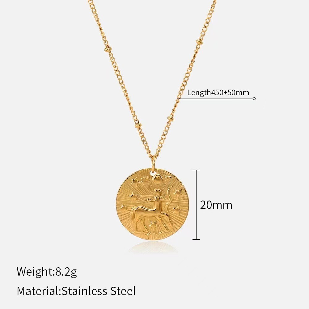 Chic Twelve Constellations Coin Necklace for Fashion forward Individuals - Picture 18 of 24