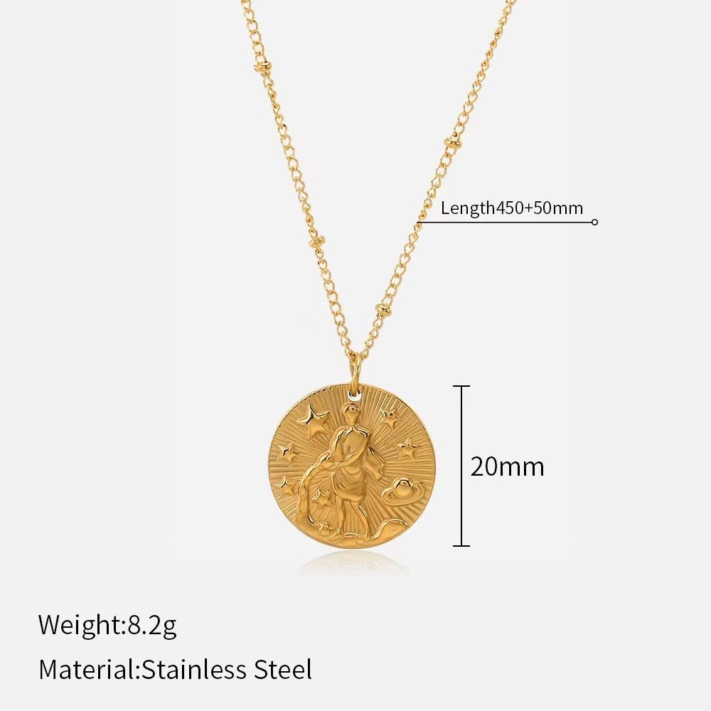 Chic Twelve Constellations Coin Necklace for Fashion forward Individuals - Picture 22 of 24