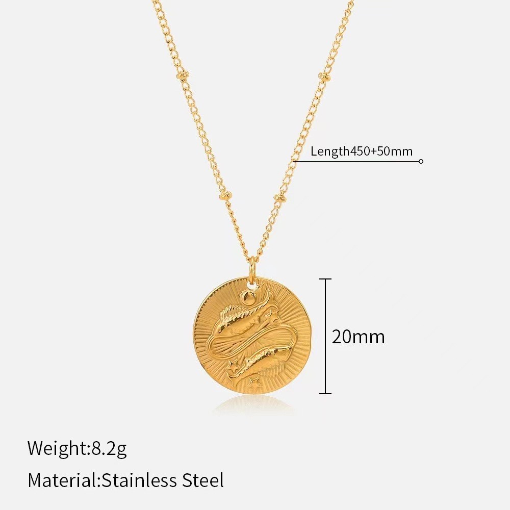 Chic Twelve Constellations Coin Necklace for Fashion forward Individuals - Picture 13 of 24