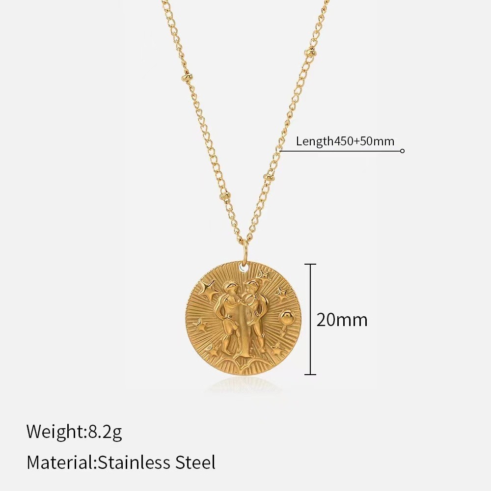 Chic Twelve Constellations Coin Necklace for Fashion forward Individuals - Picture 21 of 24