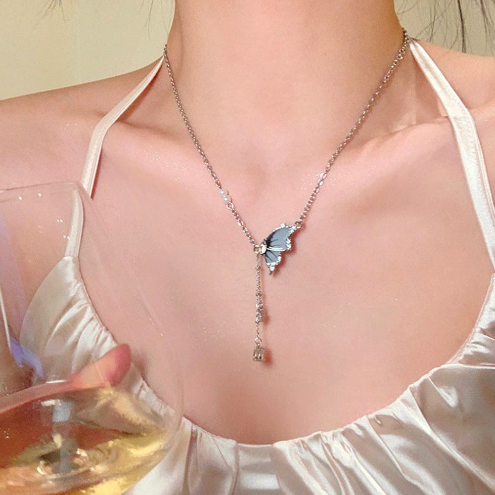 Butterfly Tassel Necklace Copper Necklace Compact Size Necklace For Collection - Picture 14 of 14