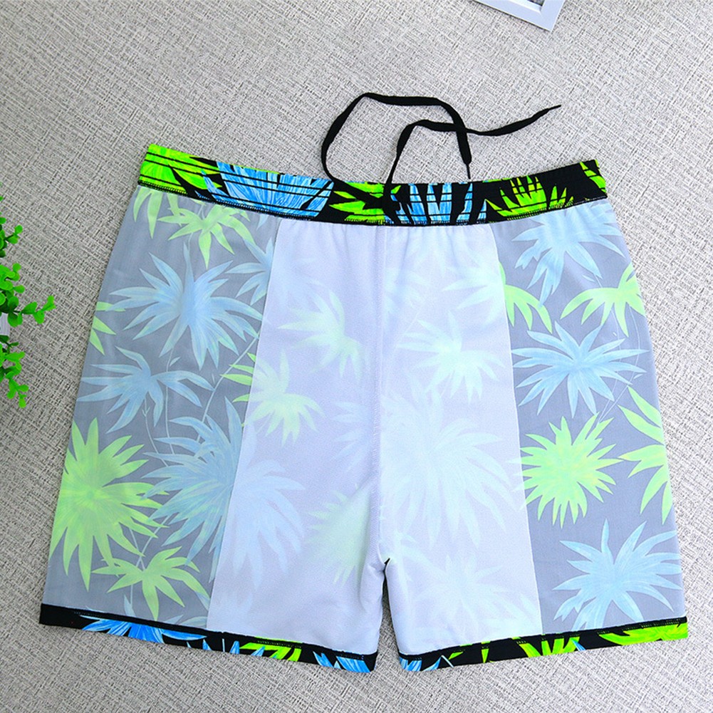 Men's High Waist Swim Trunks Coconut Print Beach Shorts for Outdoor Activities - Picture 12 of 12