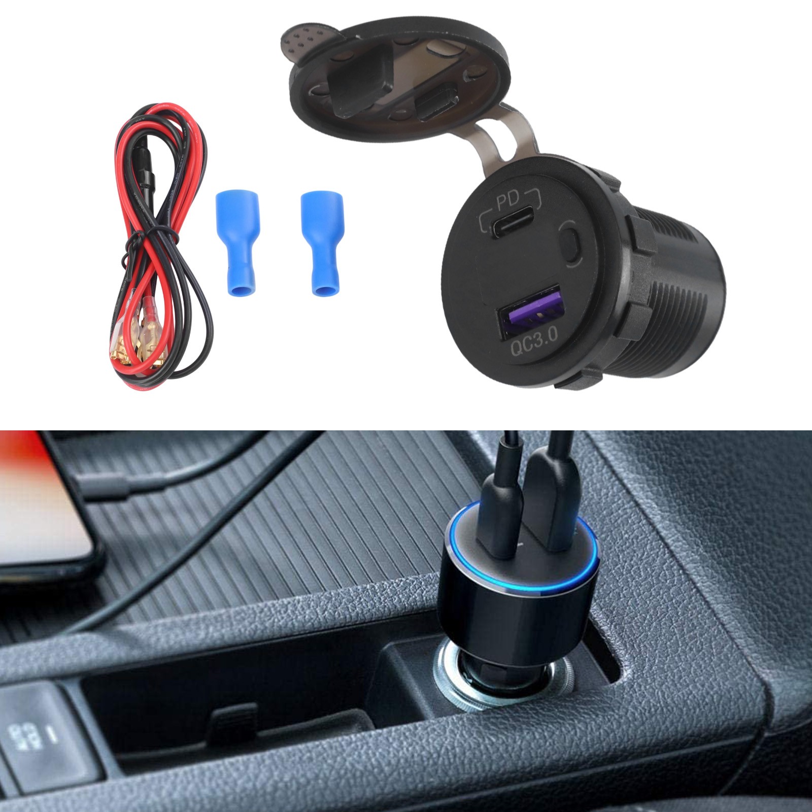 USB C and For QC3 0 Compatible Car Charger Socket for Quick Power Boosts - Zdjęcie 7 z 24