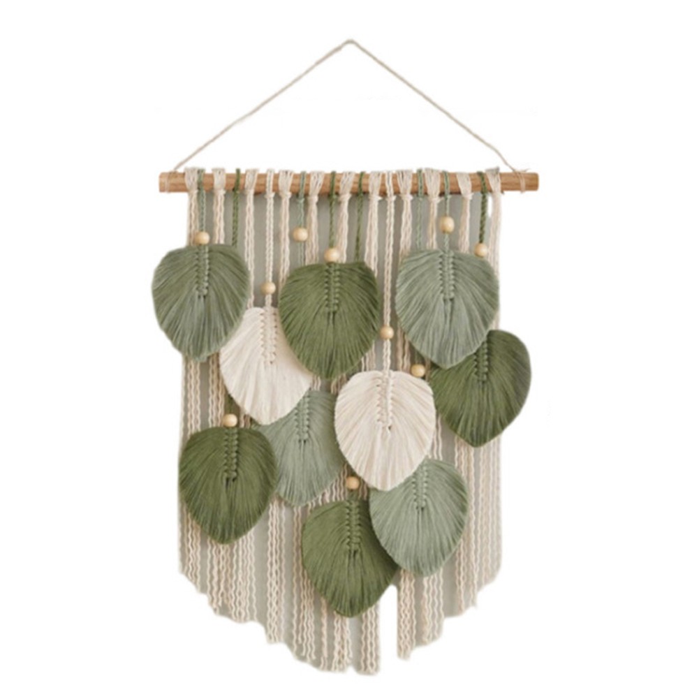 Artfully Designed Leaf Tapestry with Wooden Accents for Elegant Room Decoration