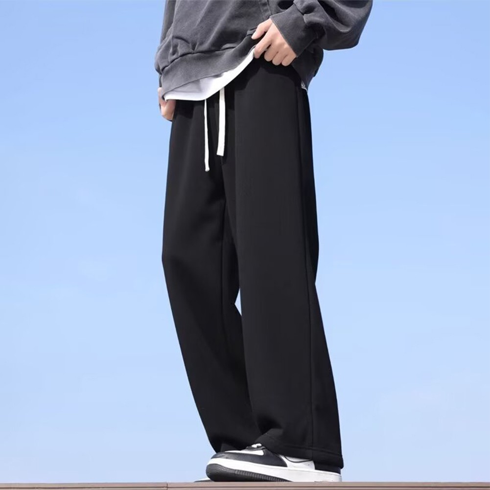 Stylish Wide Leg Sweatpants for Men with Drawstring and Casual Design Day Wear
