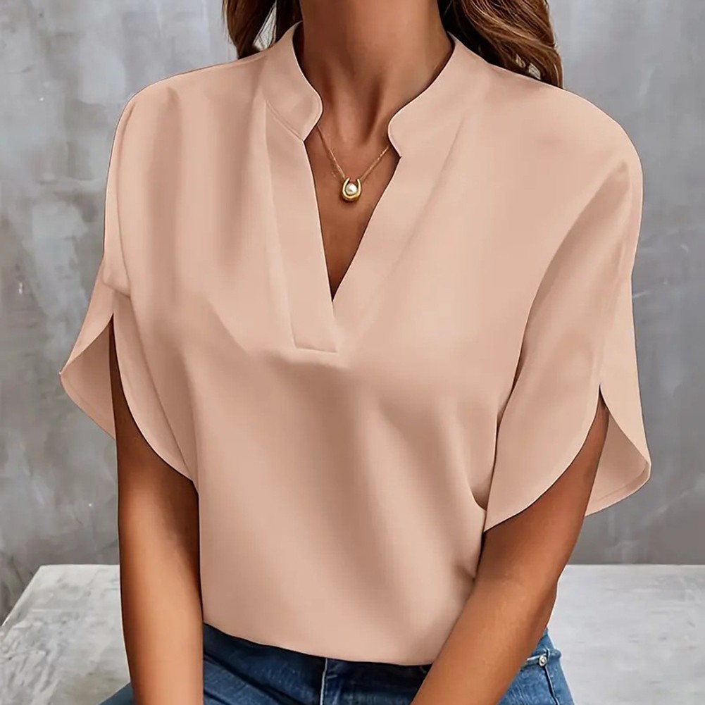 Breathable Women's Casual Shirt Loose V Neck Design for Shopping and Outings