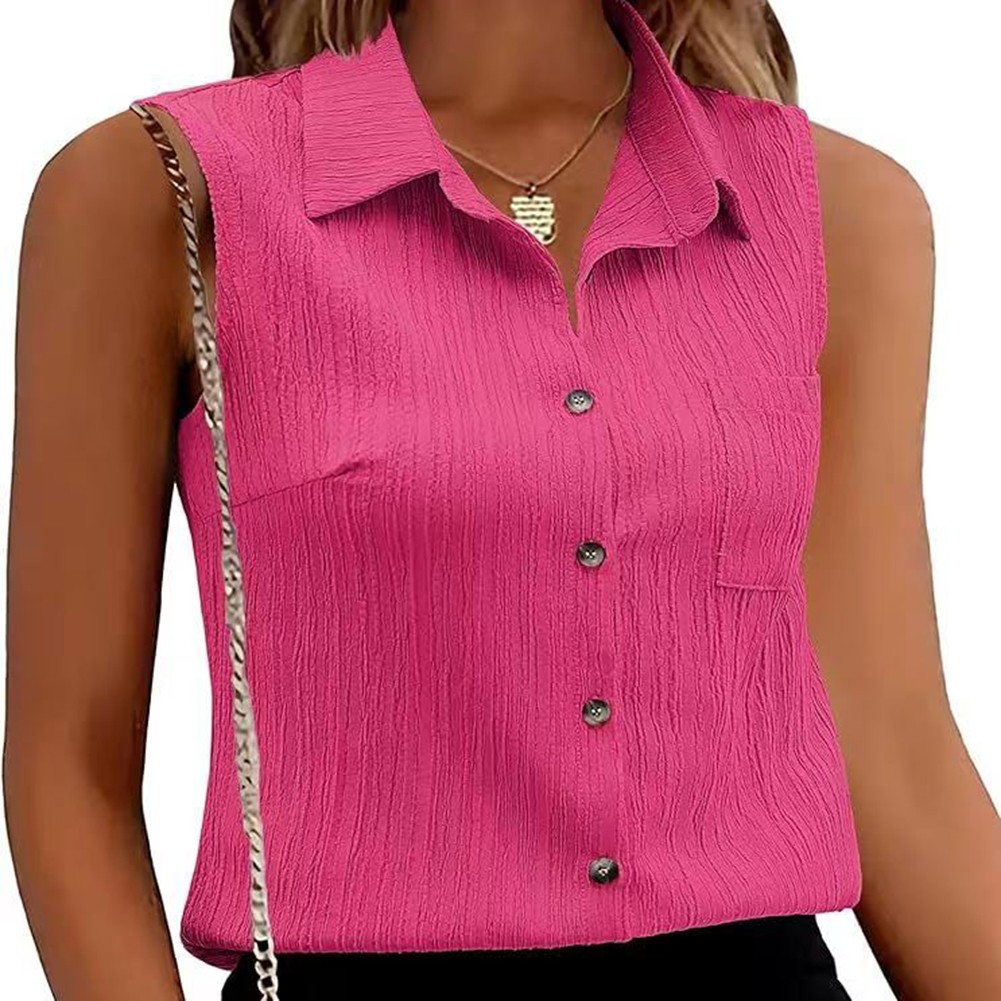 Casual and stylish sleeveless V neck shirt for women in various colors - Picture 14 of 37
