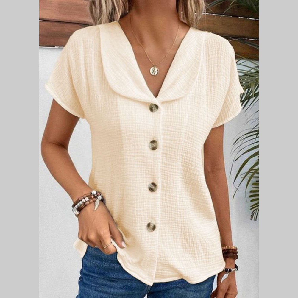 V-neck Shirt Button-down Shirt Classic Style Fashionable Design Retro Look