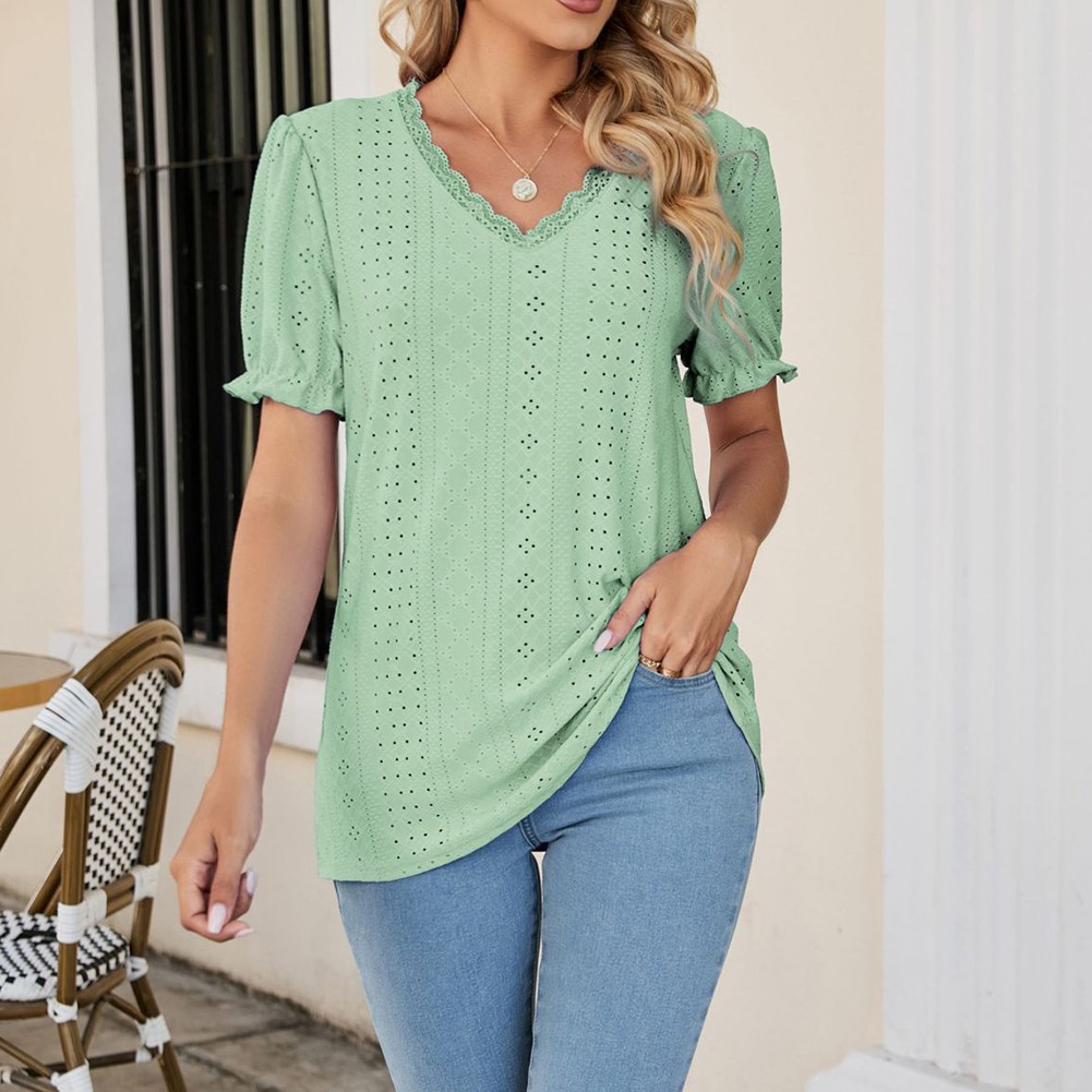 Casual T-shirt Slight Elasticity Socket Closure Solid Pattern Streetwear - Picture 15 of 32